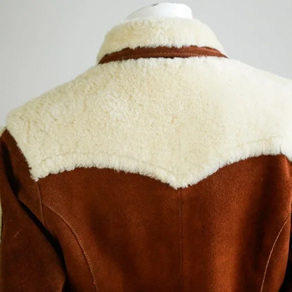 Vintage 70s Joo Kay Brown Suede and Sheepskin Coat - Picture 8 of 14